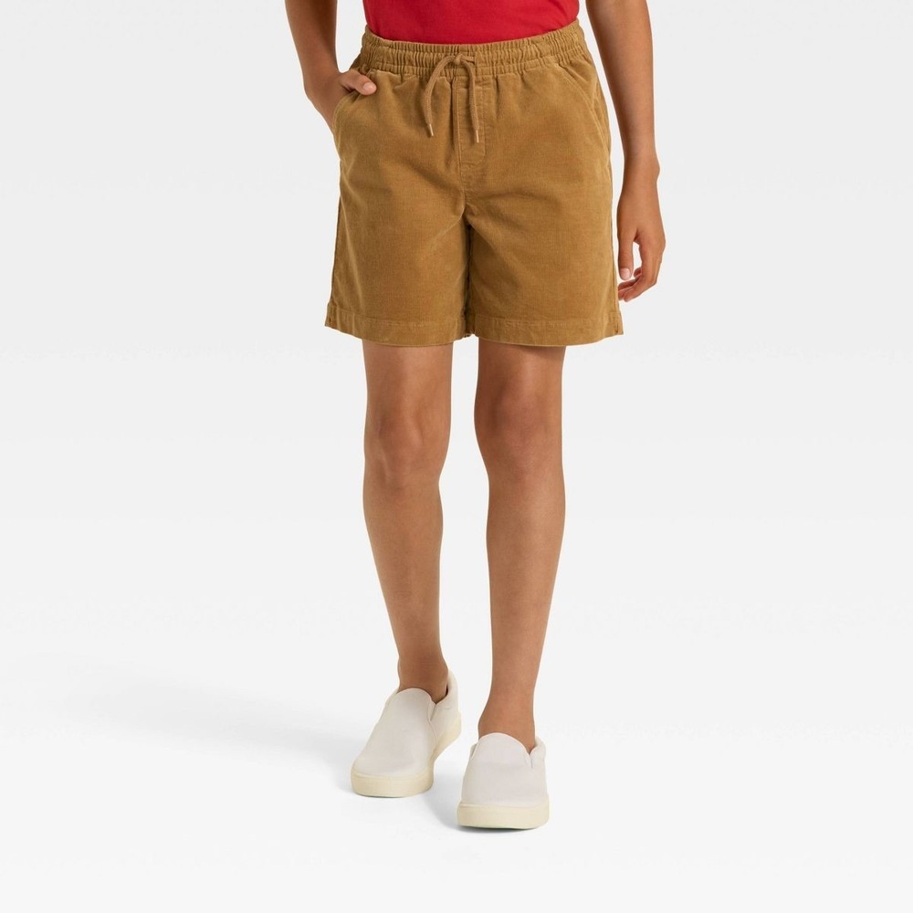 Art Class Corduroy Pull On Drawstring Shorts‎ Boys M (8) Dark Mustard Brown NEW